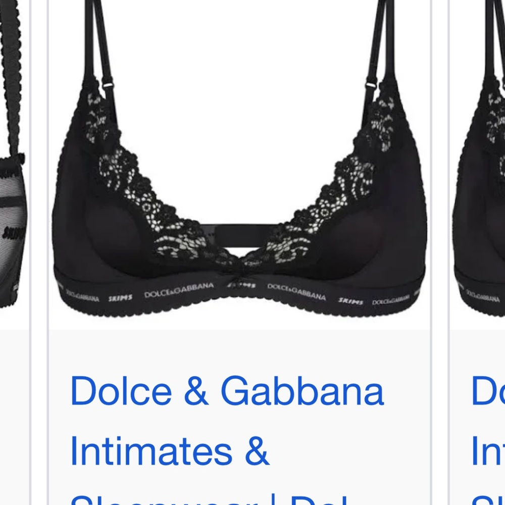 Dolce & Gabbana Black Lace Trim Bra